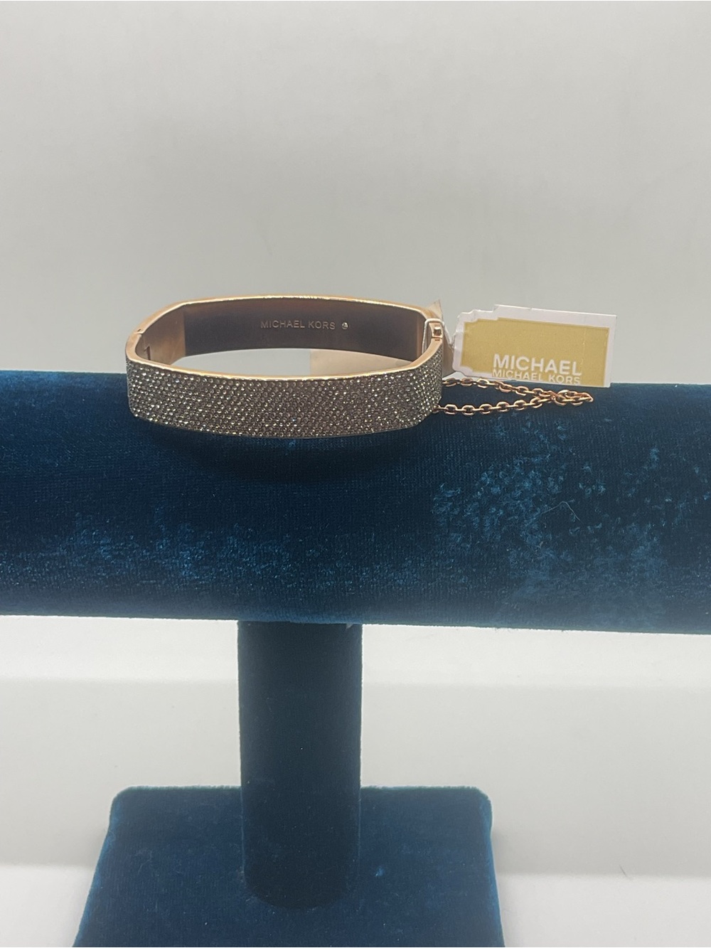 Michael Kors Rose Gold Tone Crystal Pavé Hinged Bangle Bracelet